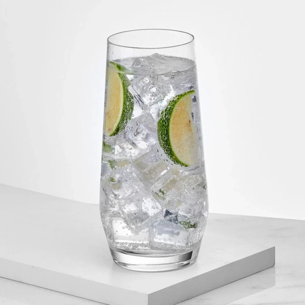 Mikasa Cheers Etched Swirl Stemless Highball Glasses Set of 4 Clear Crystal